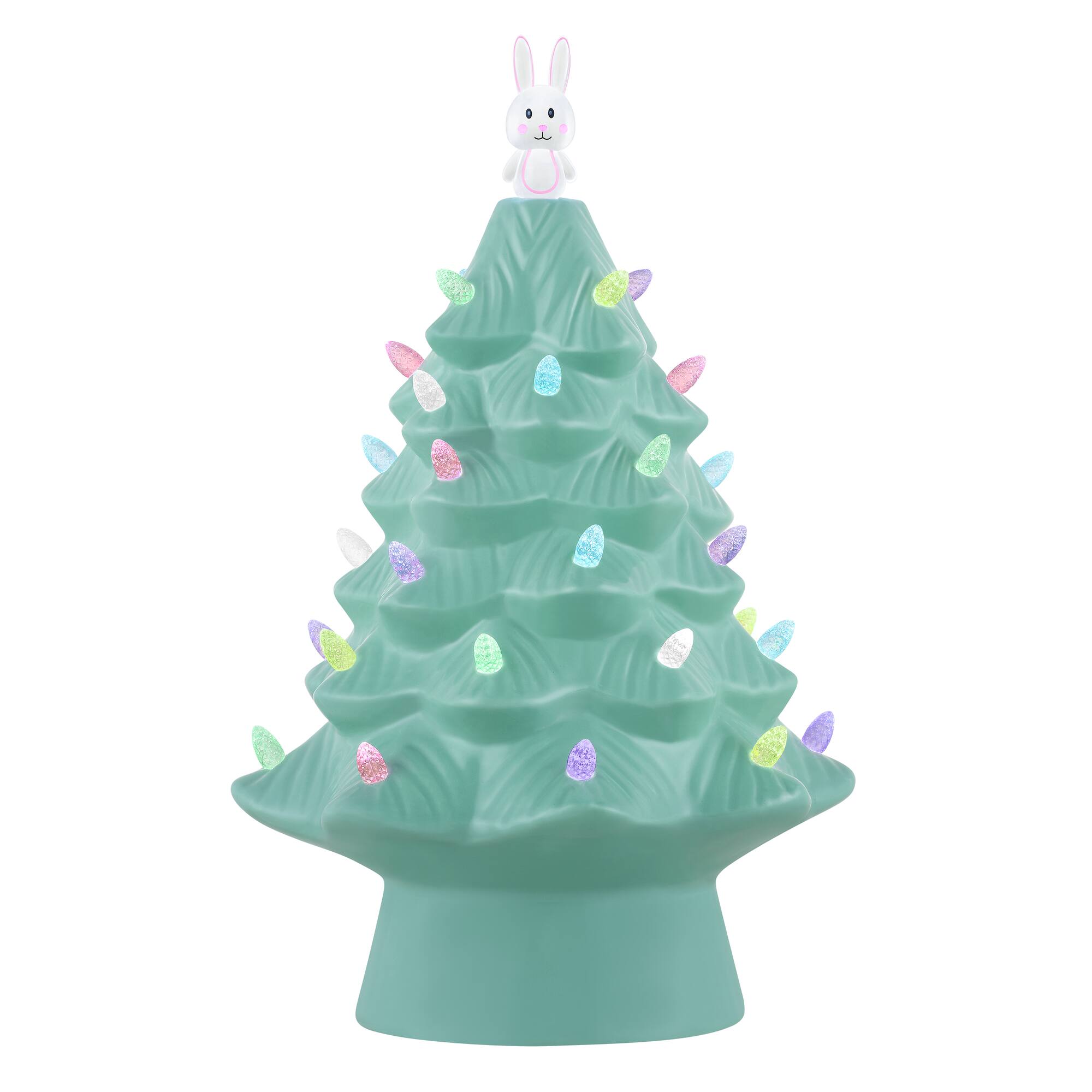 Mr. Cottontail Teal 13" Ceramic Easter Bunny Tree